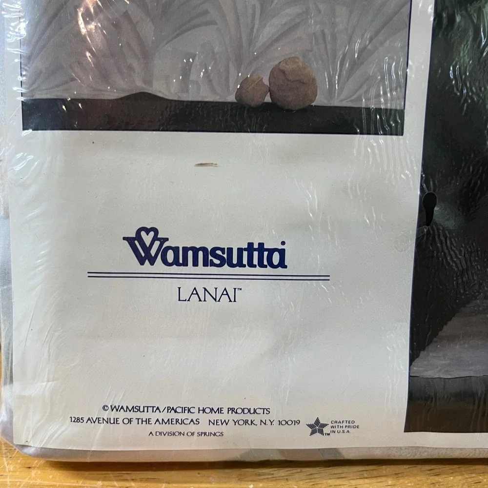 Vtg Wamsutta Supercale Plus Lanai Grey Full Flat Sheet Tropical Palm 80s 90s NEW